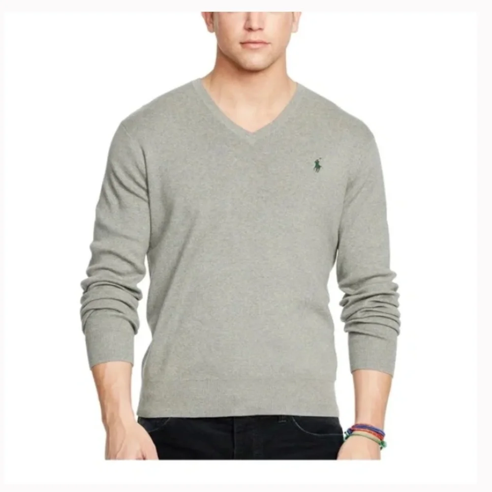 Polo Ralph Lauren Men’s Pima Cotton V- Neck Dark Gray Sweater size XXL