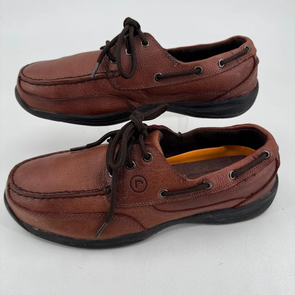 Rockport Works Boat Shoes MENS Brown Leather Lace Up Comp Toe SIZE 11.5