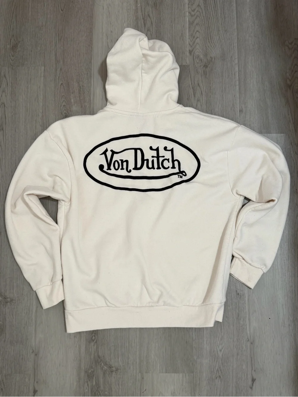 Von Dutch Off-White Zip Hoodie with Logo Patch