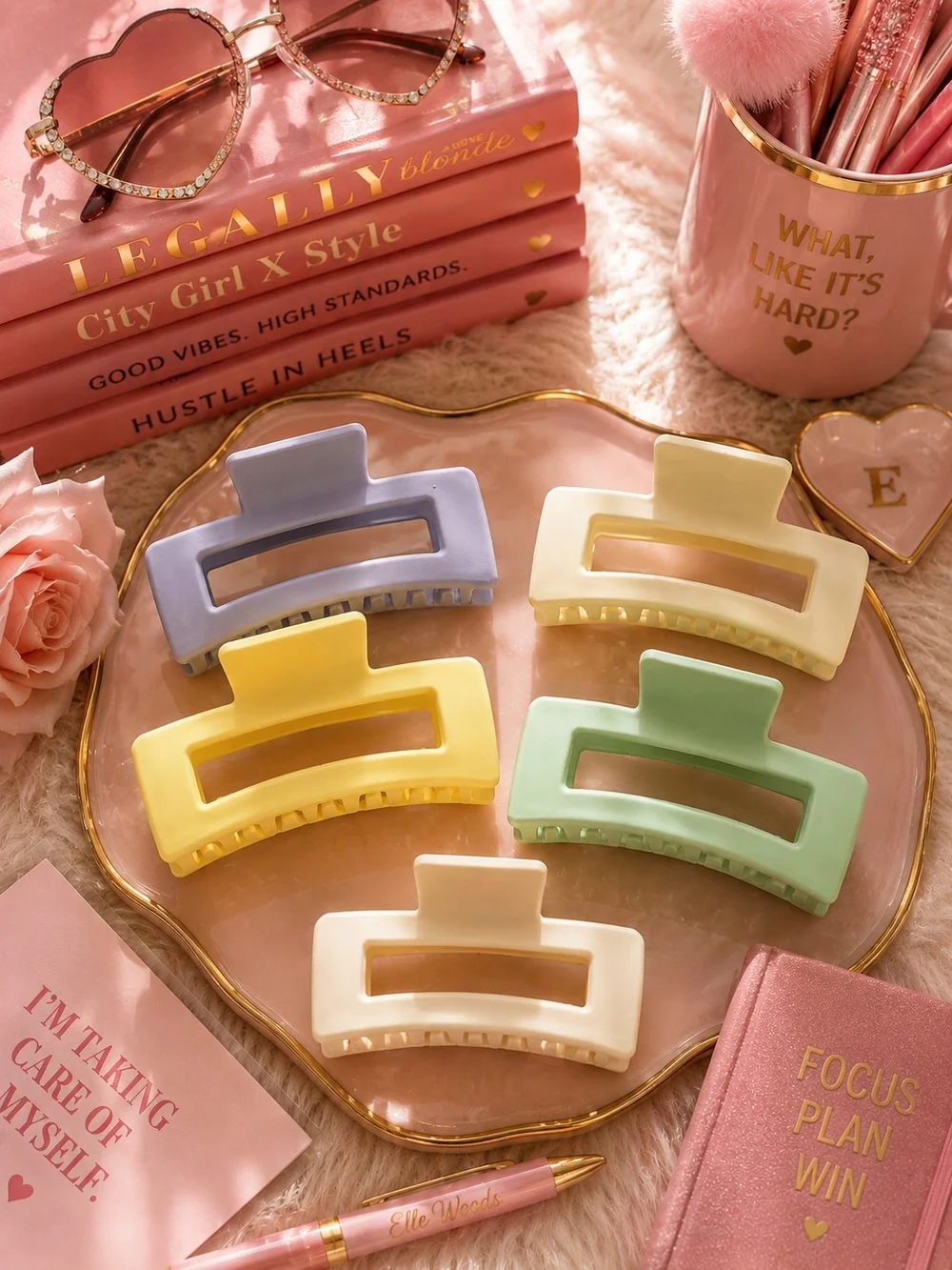 Pick-One-Pastel Matte Hair Claw Clip  - Yellow, Lilac, Mint, Cream