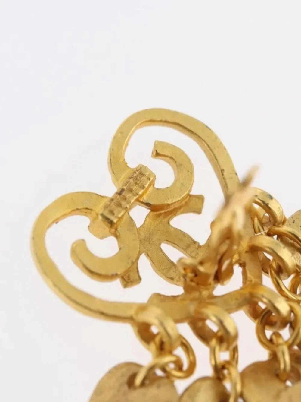 CHANEL Heart COCO Mark Earring metal Gold Tone CC Auth 168046V
