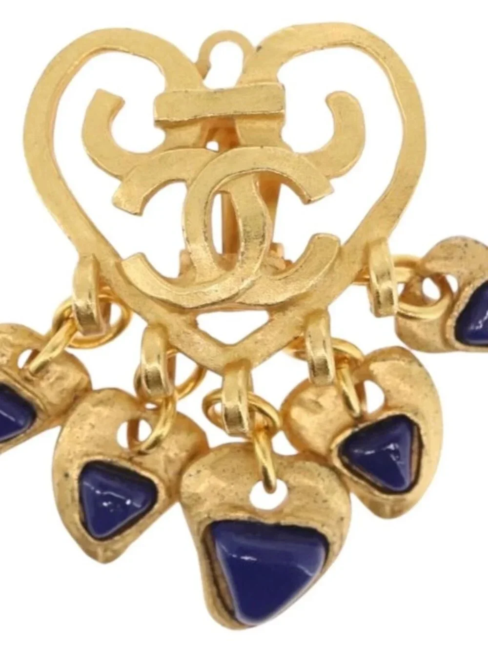 CHANEL Heart COCO Mark Earring metal Gold Tone CC Auth 168046V