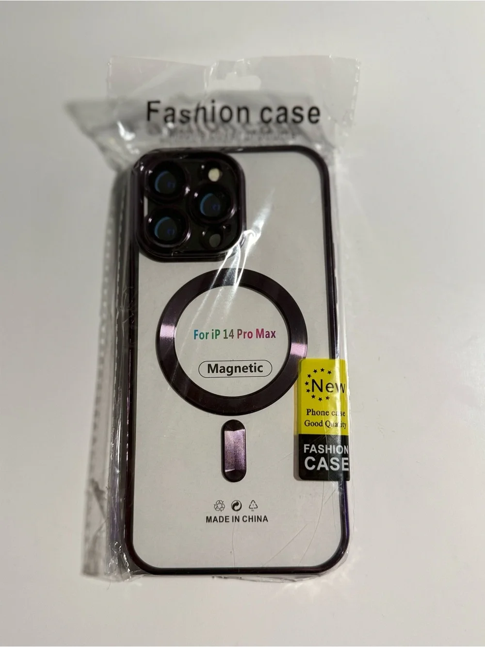 Magnetic Clear Phone Case for iPhone 14 Pro Max - Purple