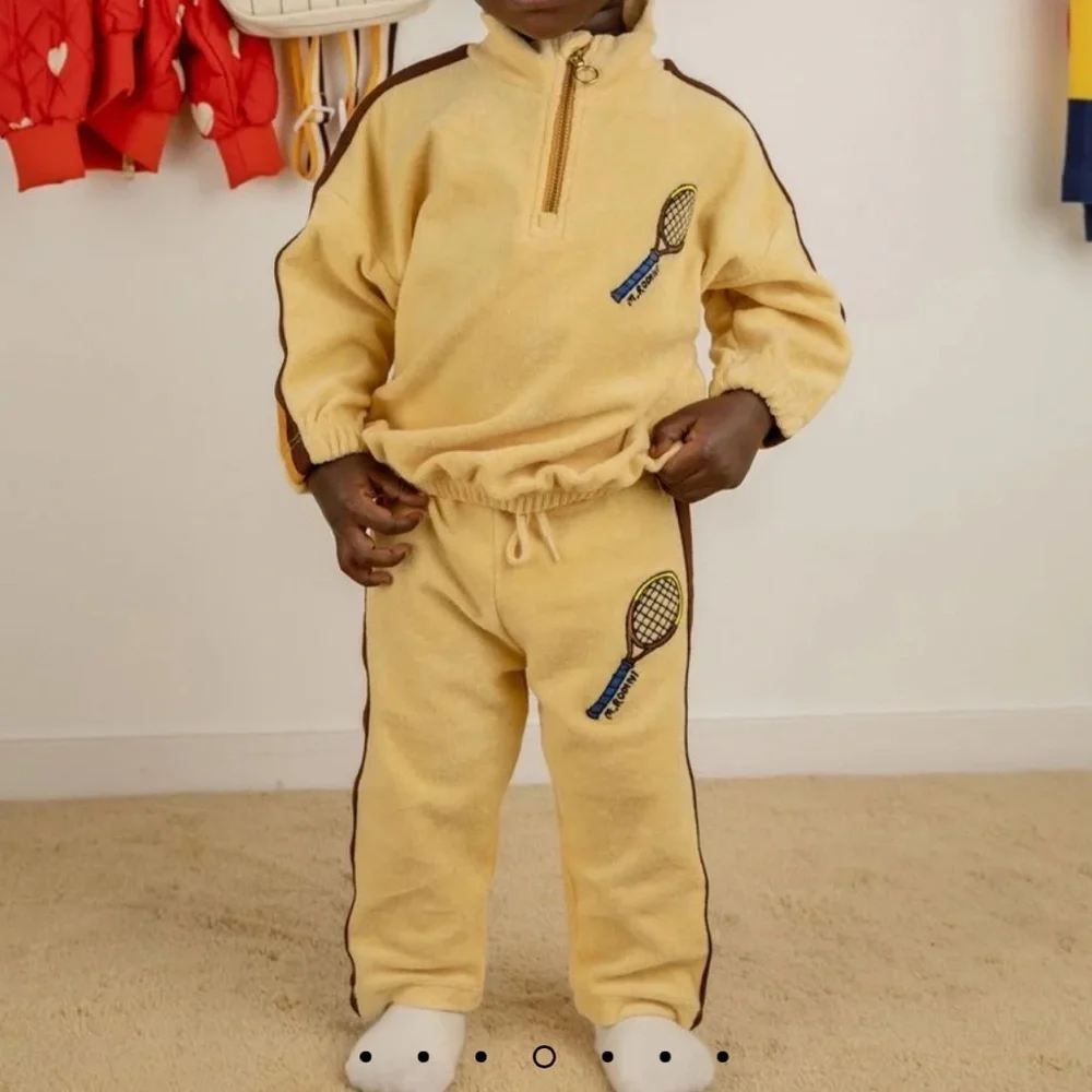 Mini Rodini Tennis Embroidered Half Zip Sweatshirt & Sweatpants Set 1.5-3 YRS