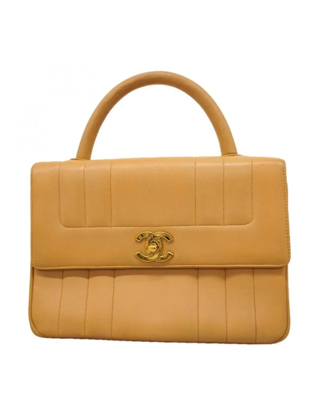 Chanel Handbag Mademoiselle Lambskin Beige Gold