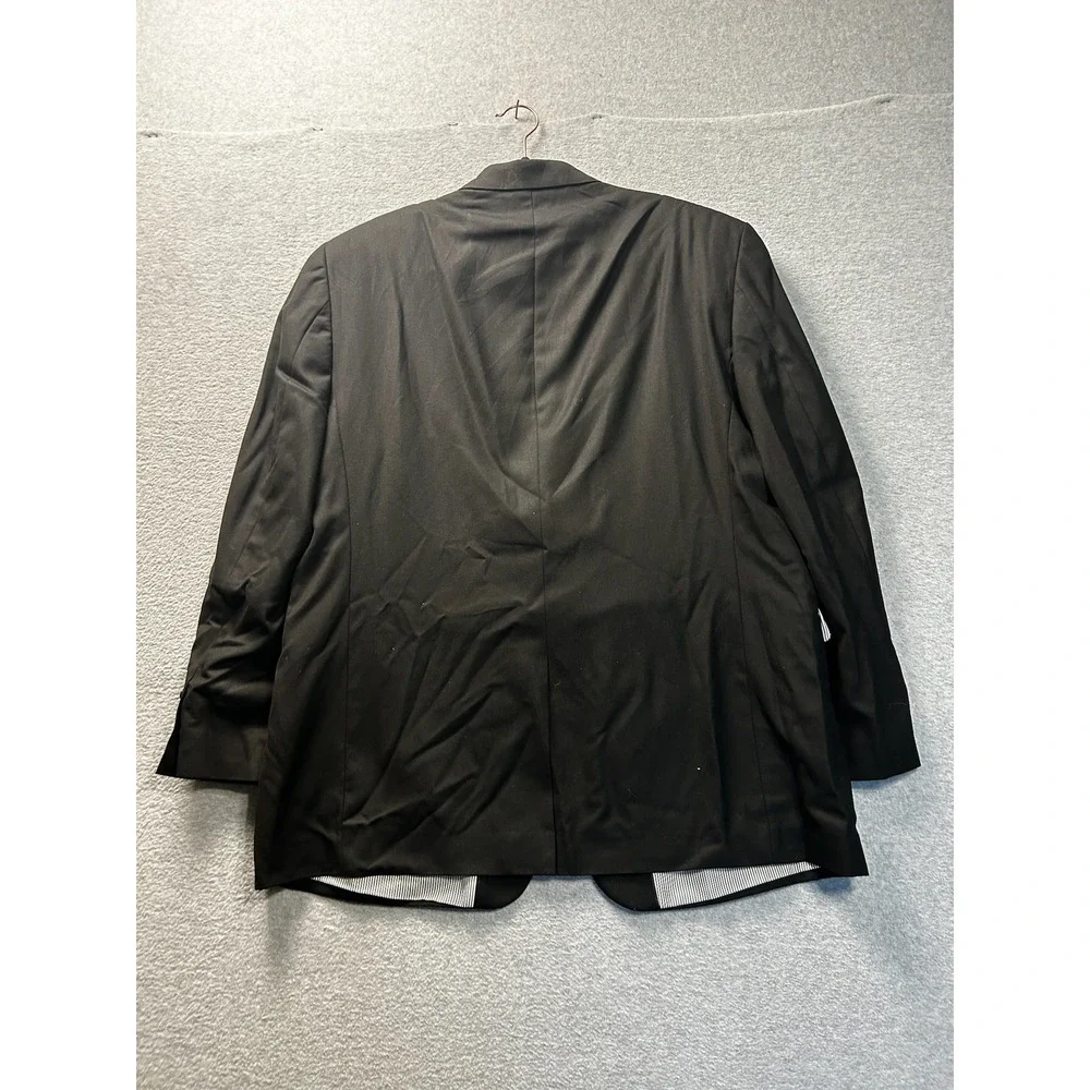 Blazer Jacket Mens Black‎ 44R 23x31 Two Button Notch Lapel Pinstripe Lining