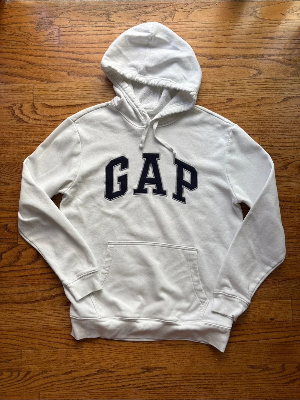 GAP White Crewneck Hoodie with Navy Logo