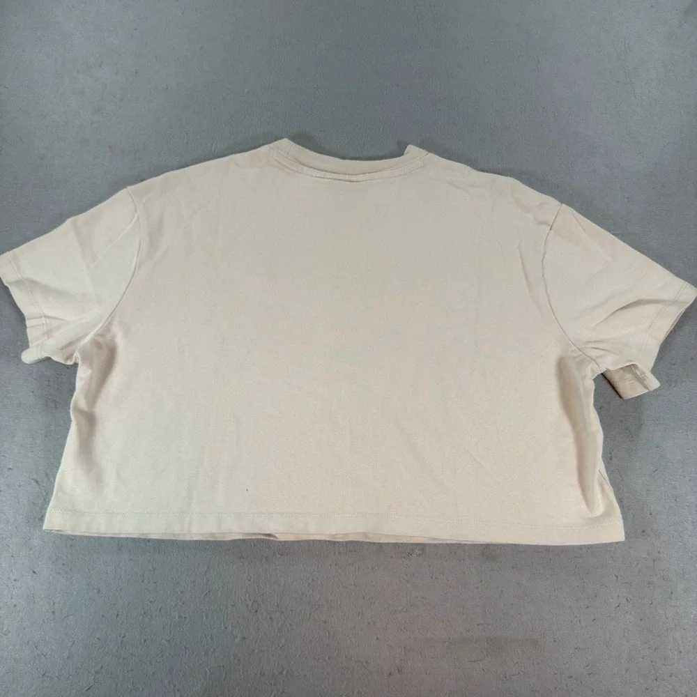 Nike Sportswear Essential Cropped Tee Beige Embroidered Logo Women's Large