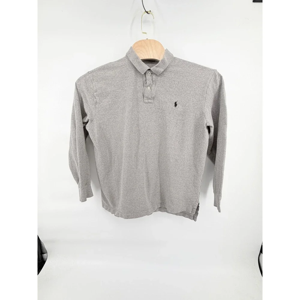 Polo Ralph Lauren Shirt Mens XL Gray Long Sleeve Cotton Solid Pony Logo Classic