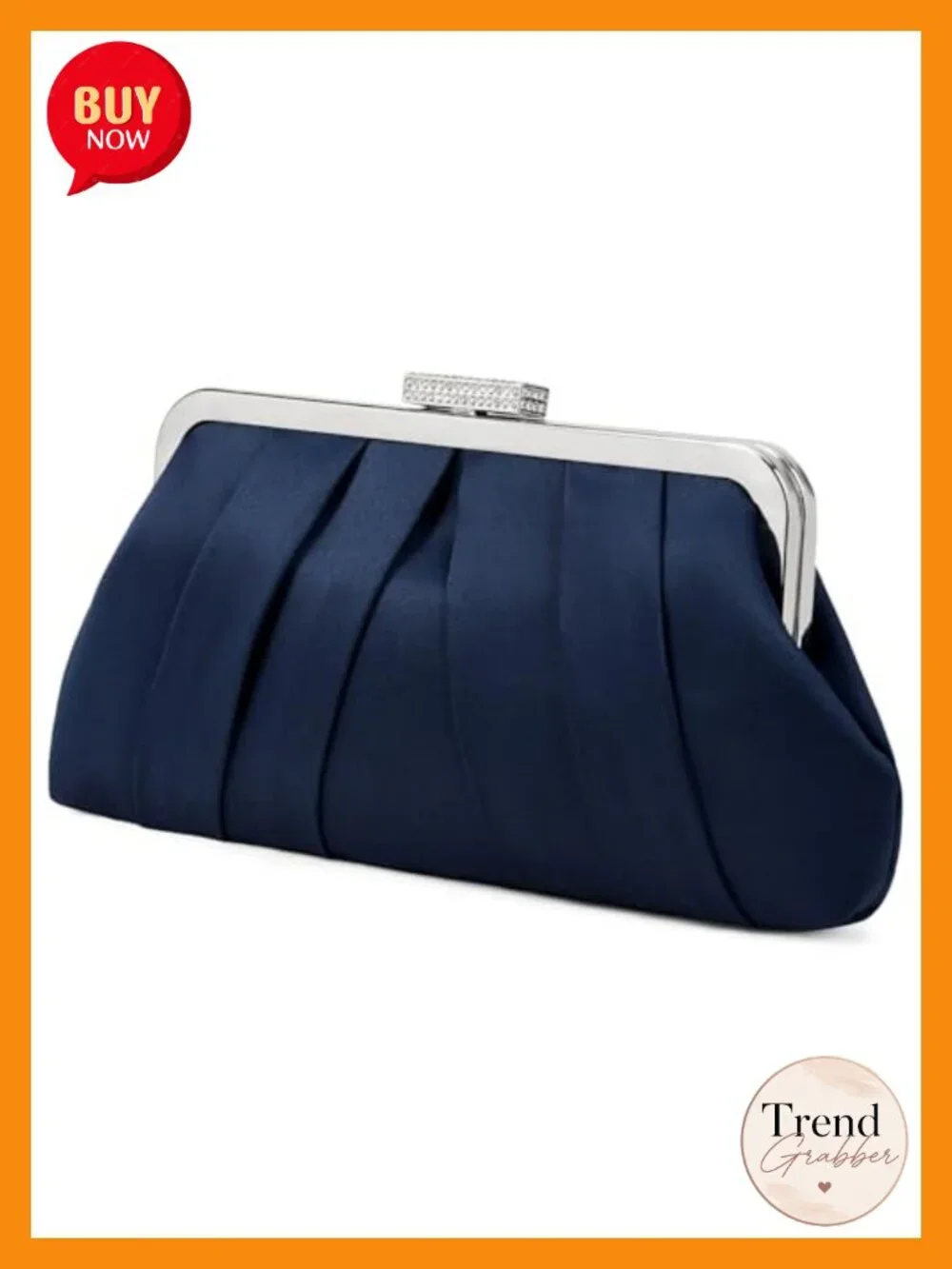 Satin Pleated Evening Clutch with Removable Chain Buckle - Elegant Party Purse