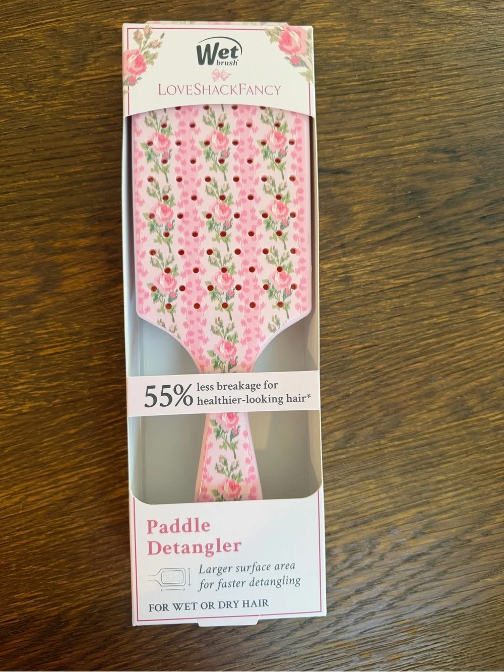 New in box LoveShackFancy x Target Wet Brush Paddle Detangler in Pink Floral