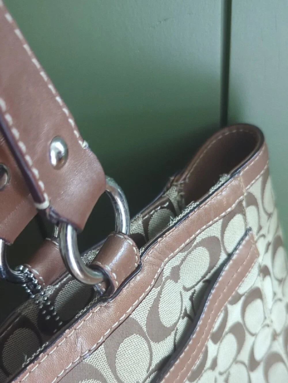 Coach style khaki shoulder