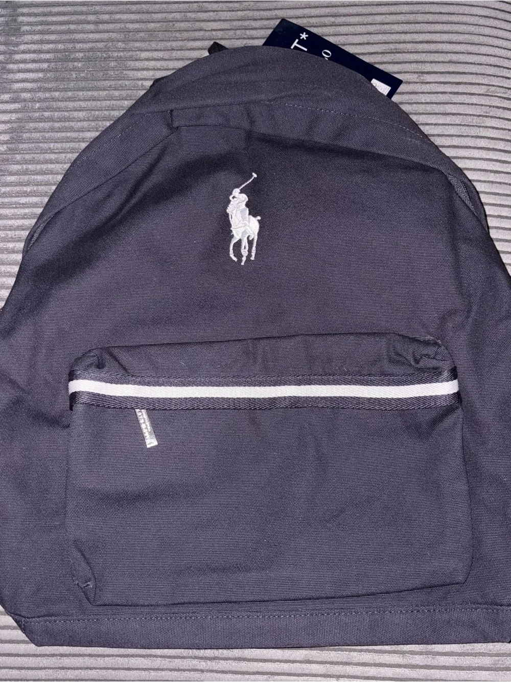 Polo Ralph Lauren Backpack Navy Canvas Horse Double Zipper  NIP