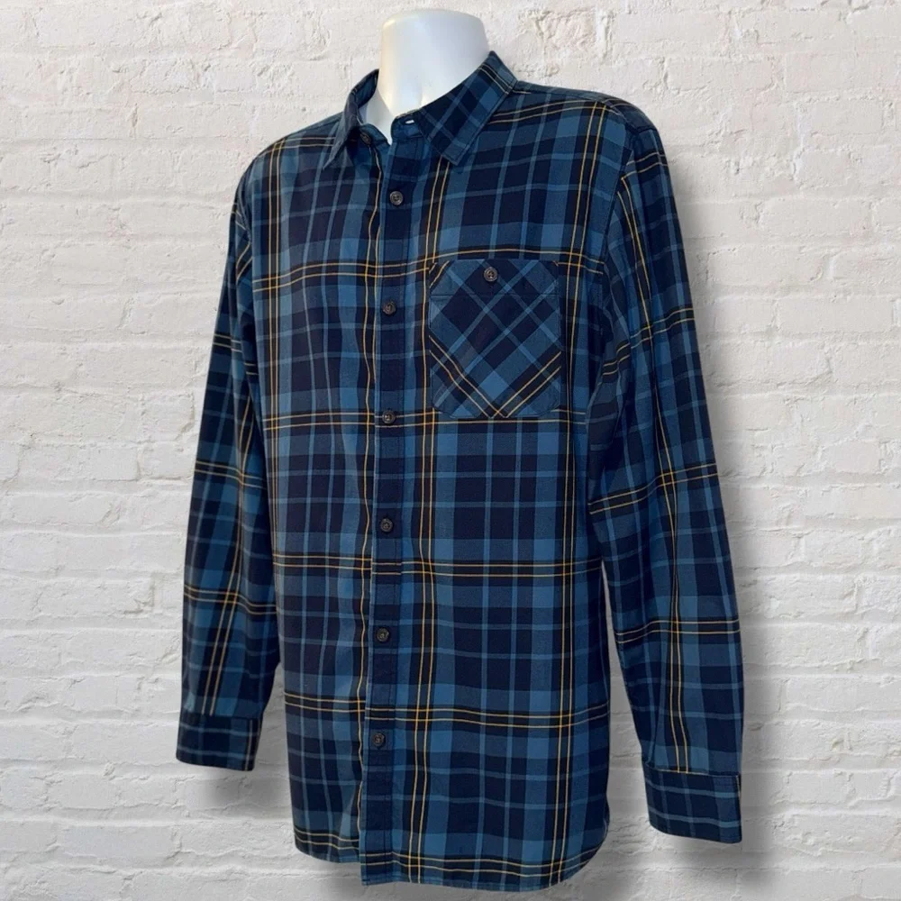 ✨ The North Face Men’s Plaid Button-Up Shirt – Blue Yellow Check – Size XL