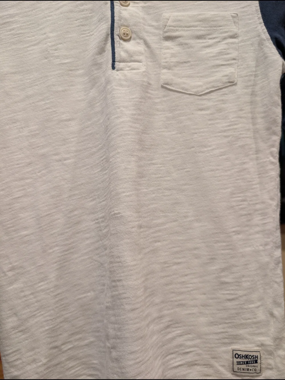 OshKosh B'gosh Boys Cream & Navy Raglan Henley Long Sleeve Shirt 8