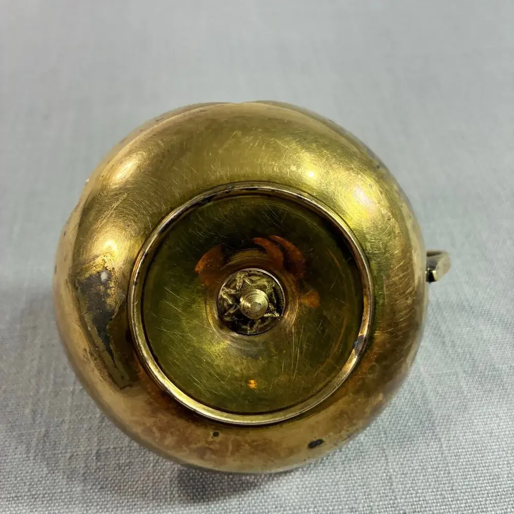 Vintage Solid Brass Chamberstick Finger Loop Candle Holder Scalloped Drip Tray