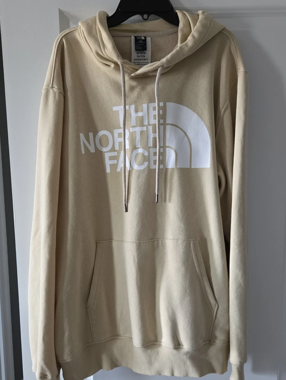 The North Face Men’s Cream Pullover Hoodie with White Logo