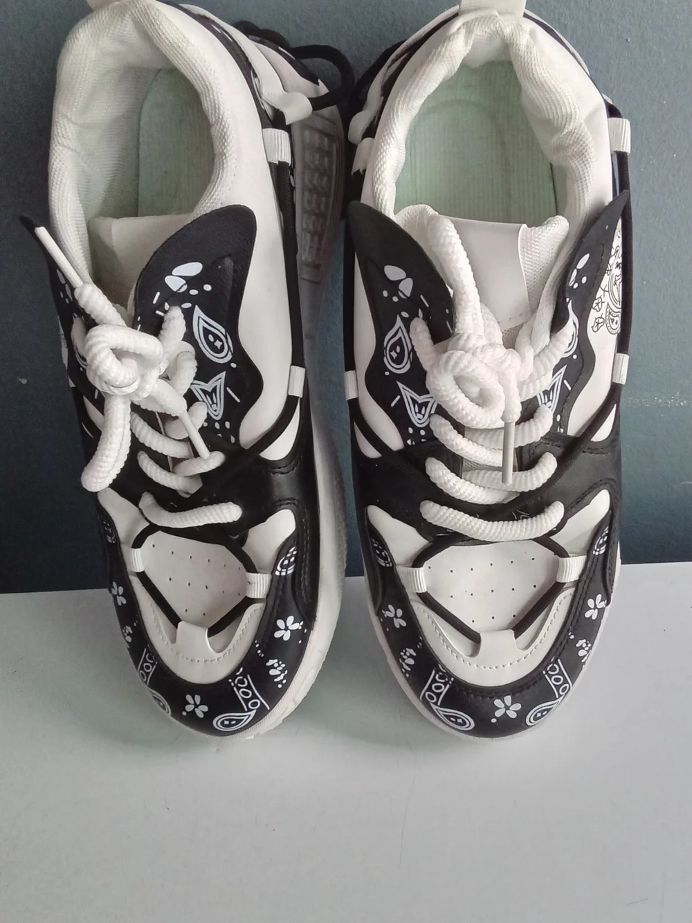 Shoes Culture Bandana Paisley‎ Low Top Sneakers Black White Streetwear Mens 41