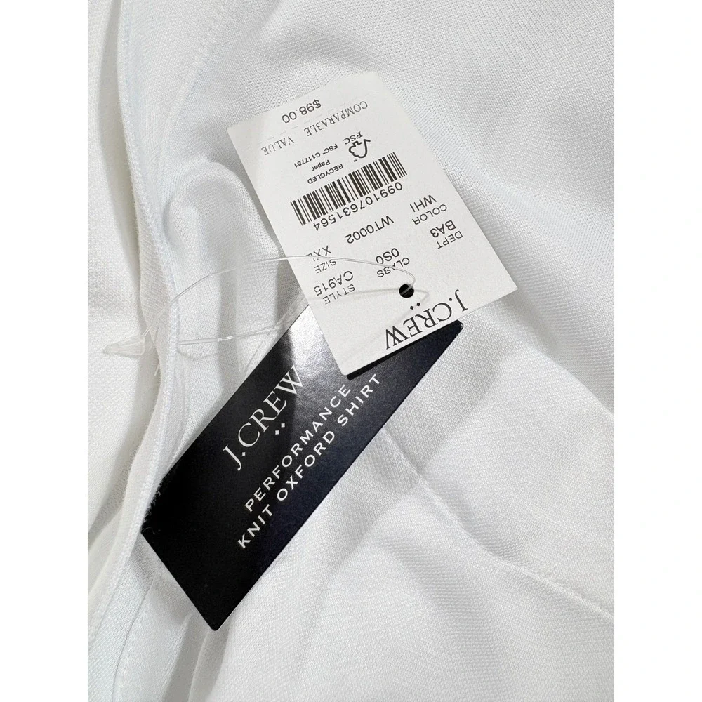 NWT XXL J.Crew Men's Performance Knit Oxford Shirt White