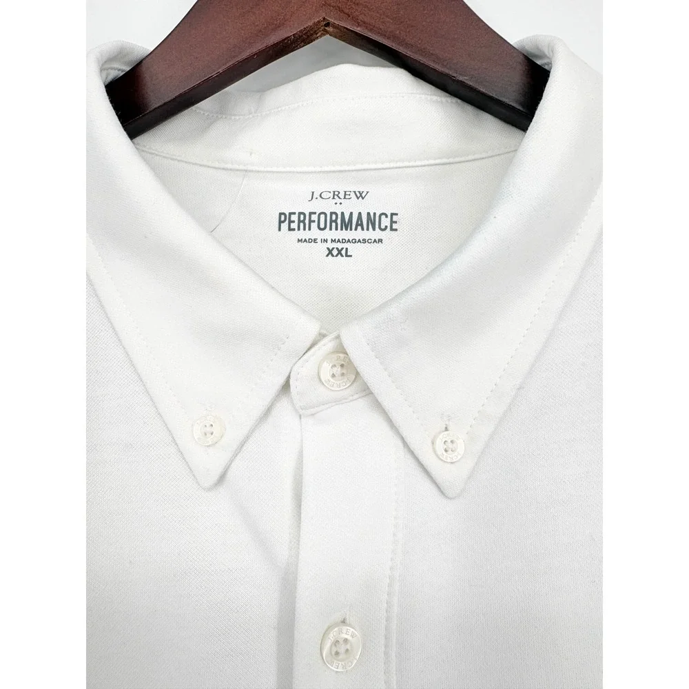 NWT XXL J.Crew Men's Performance Knit Oxford Shirt White