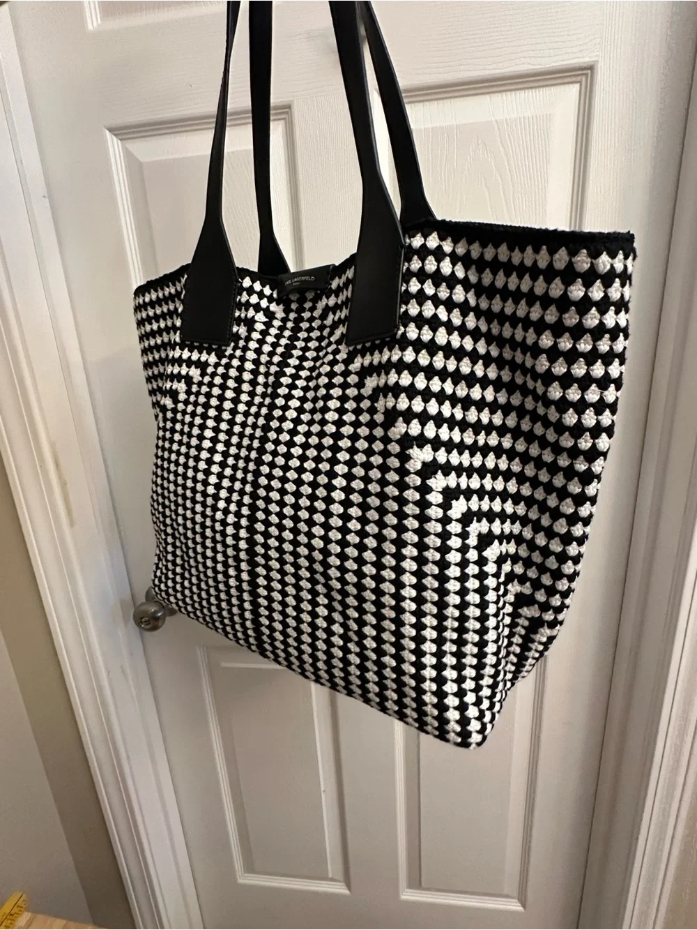 Karl Lagerfeld Black and White Woven Tote