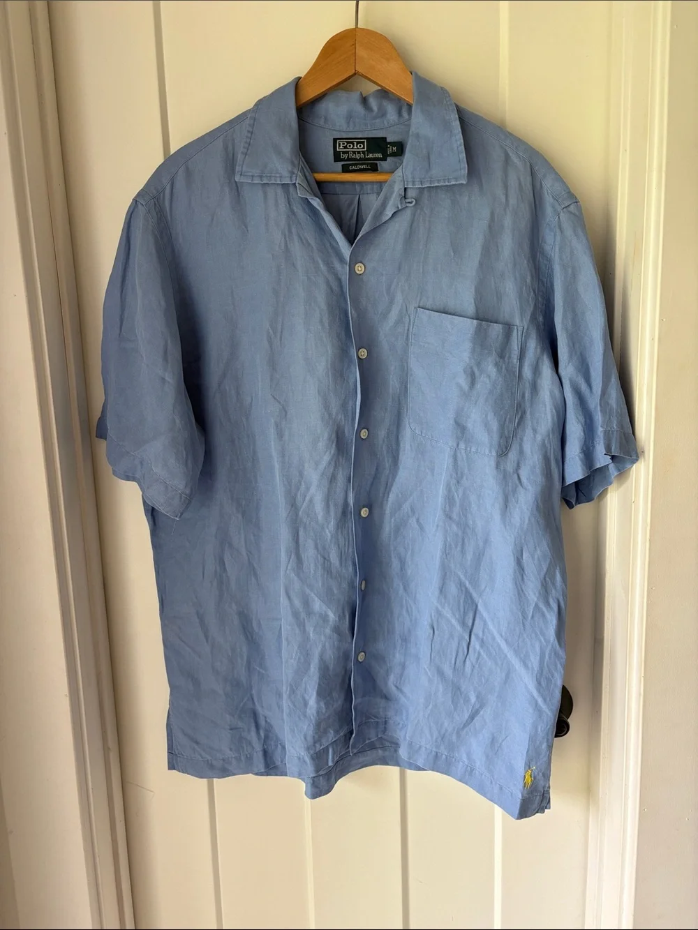 Vtg Polo by Ralph Lauren Light Blue linen blend Button-Down Shirt