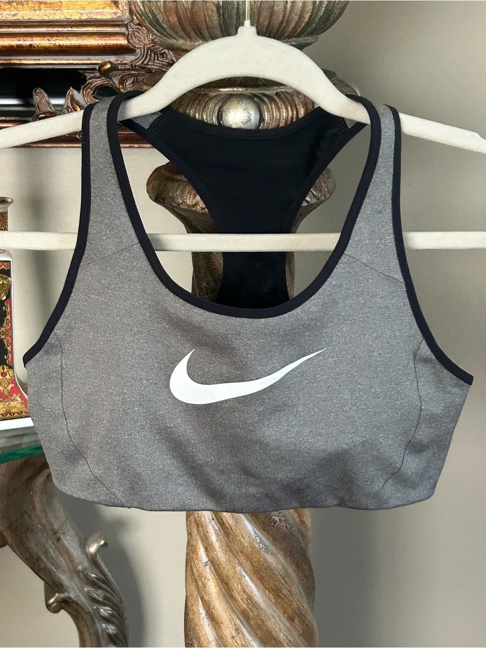 Nike Swoosh Medium Support Racerback Sports Bra Gray Black Women’s XS