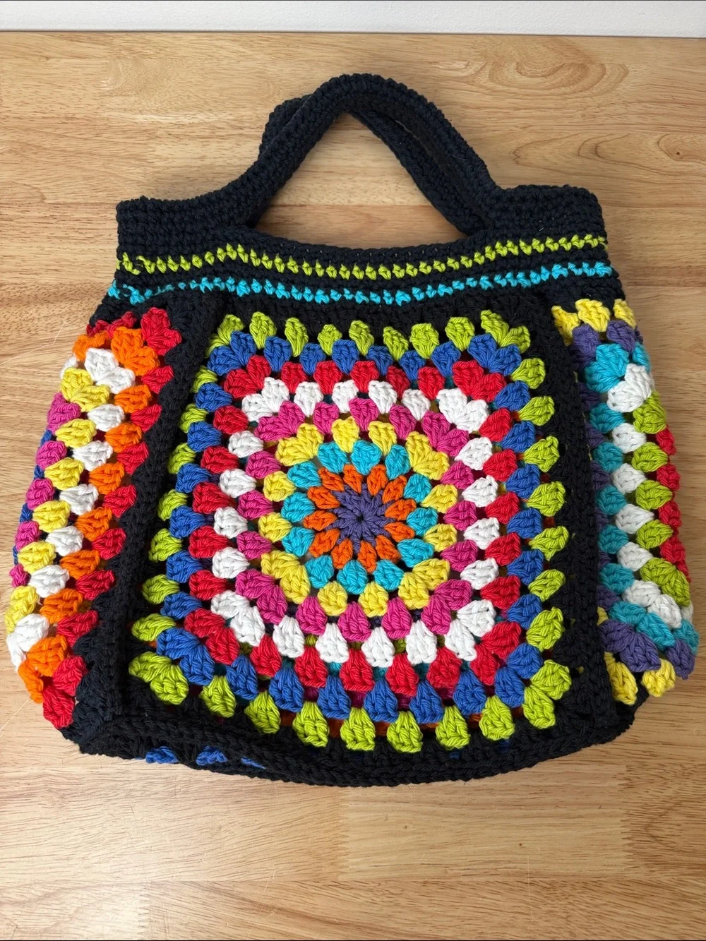 Handmade Crochet Granny Tote Beach Bag Boho