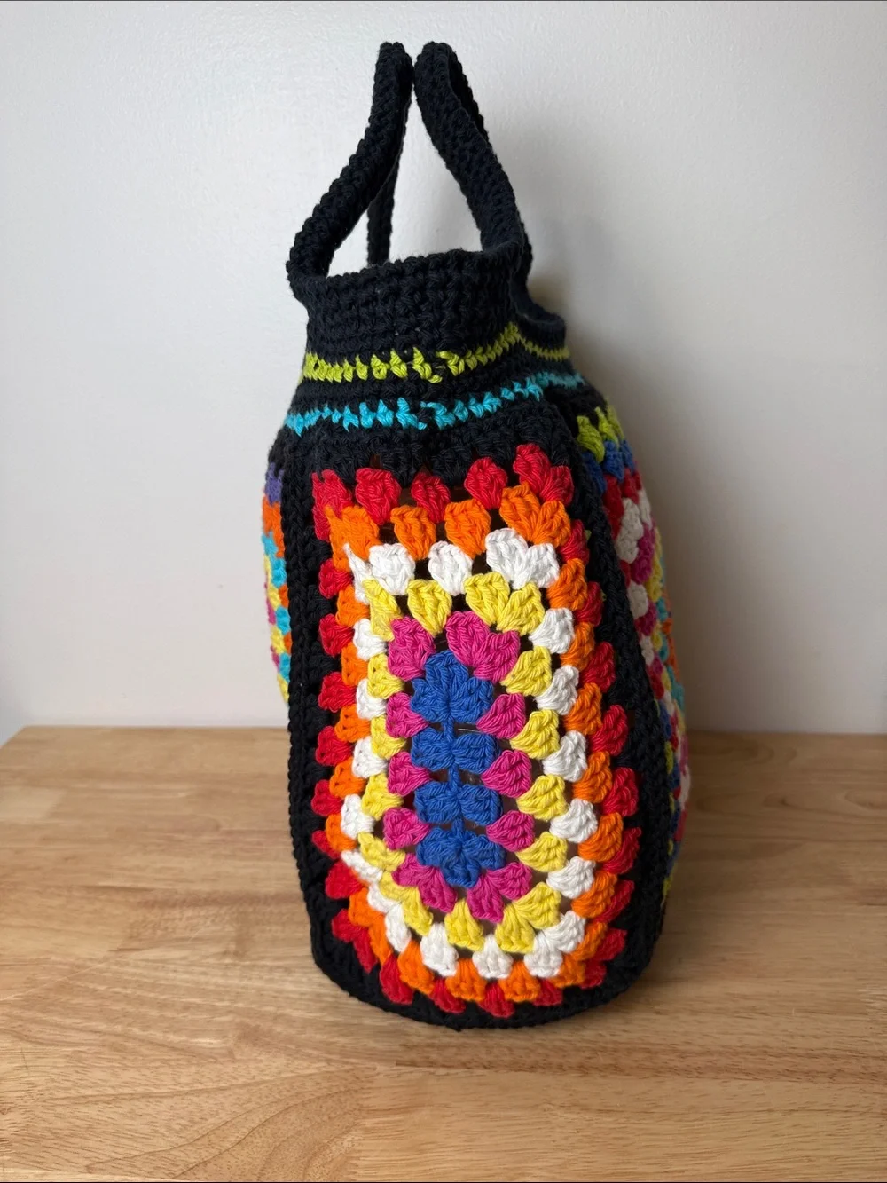Handmade Crochet Granny Tote Beach Bag Boho