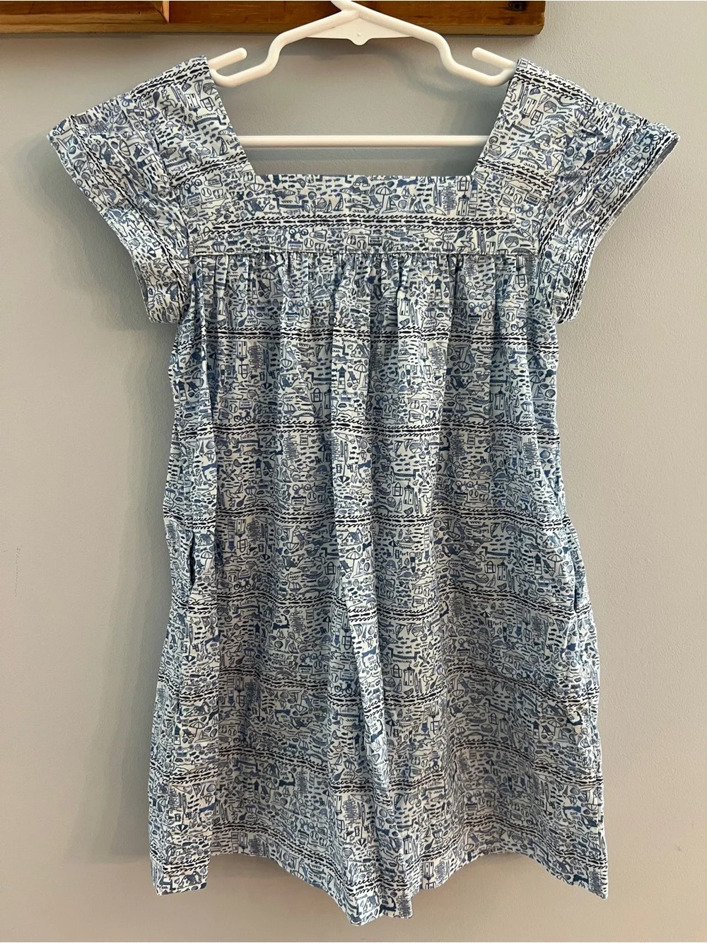 Joy Street Cape Cod Print Navybleu Girls Dress Pockets Coastal Preppy Size 3