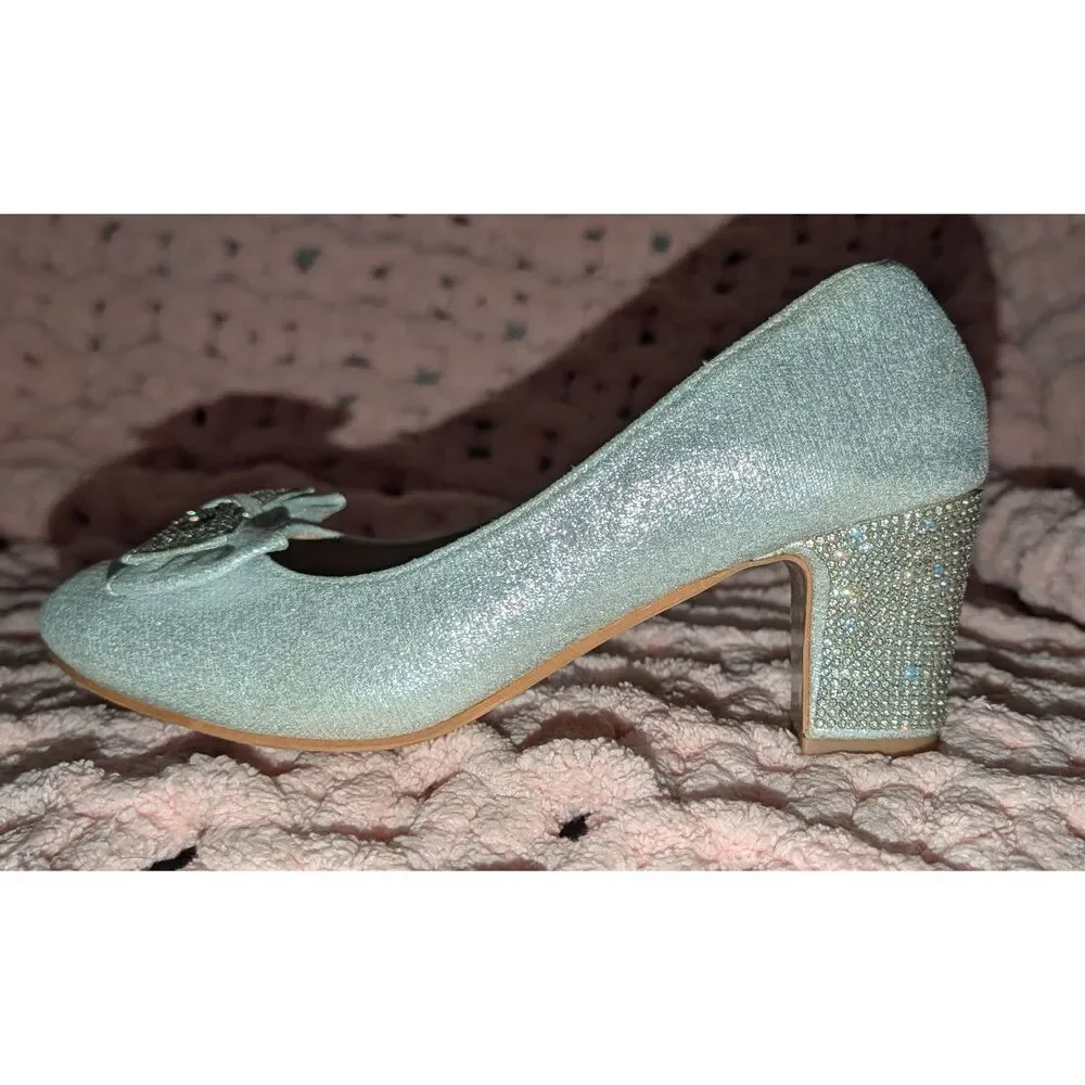 Badgley Mischka Little Kids Big Girls Medium Heel Dress Pump Shoes Silver Size 6
