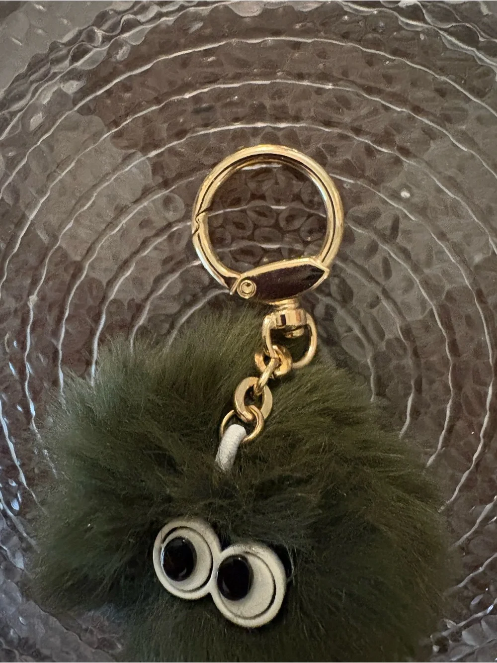 Fuzzy Pom Pom Keychain with Green Boots - Charm Key & Card Holder