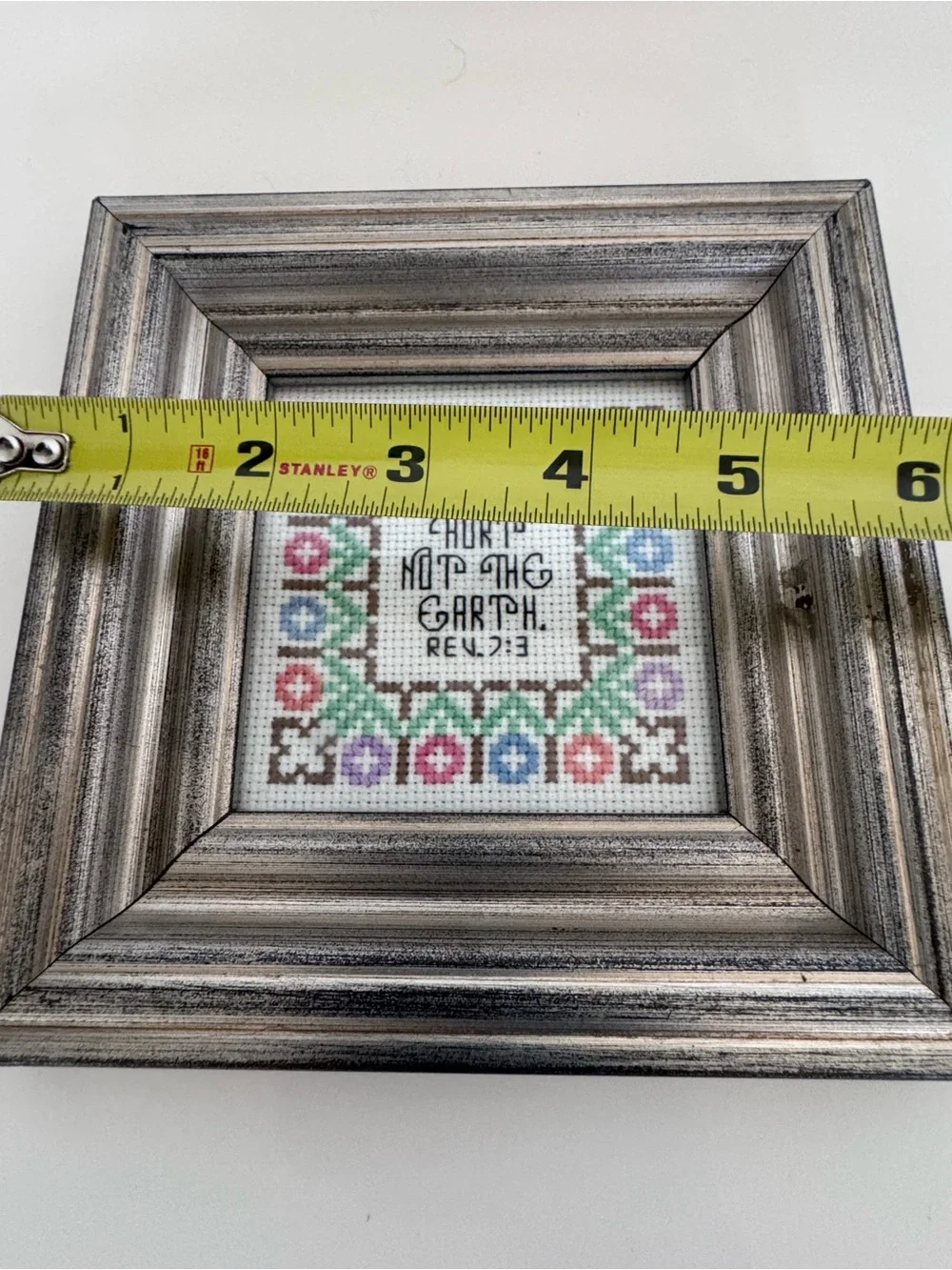 Vintage Framed Cross Stitch Bible Verse Cottagecore Grandmillennial Wall Decor