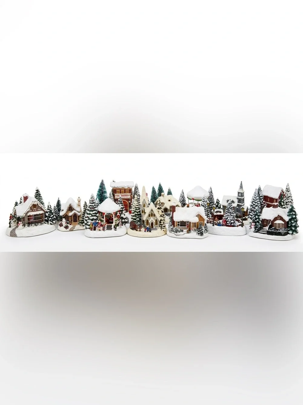 Set of 12 Thomas Kinkade Christmas Village Scenes