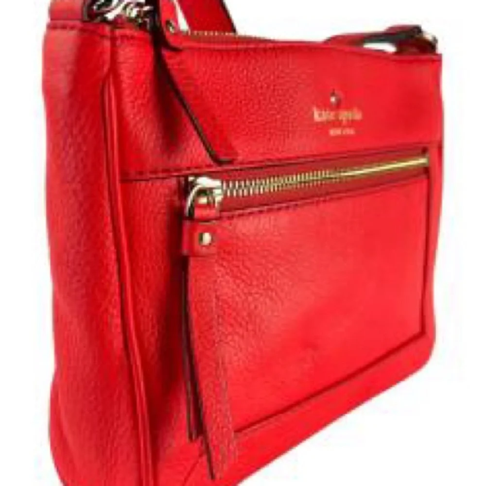 Kate Spade Crossbody Bag Women Coral Pebbled Leather Adjustable Strap