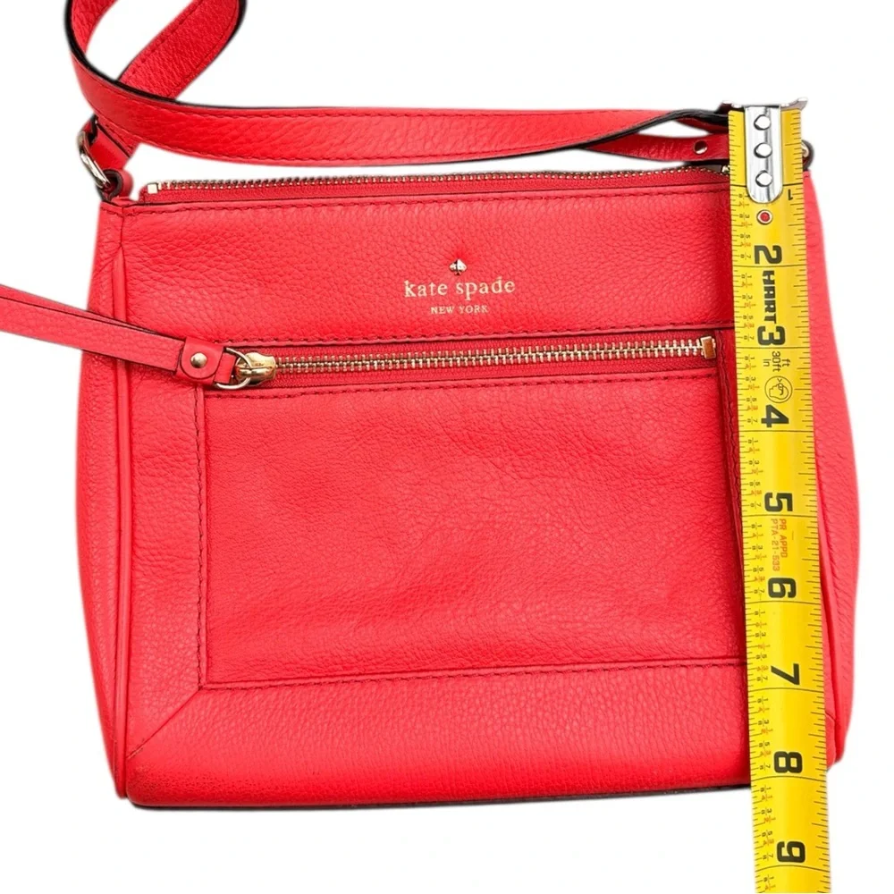 Kate Spade Crossbody Bag Women Coral Pebbled Leather Adjustable Strap