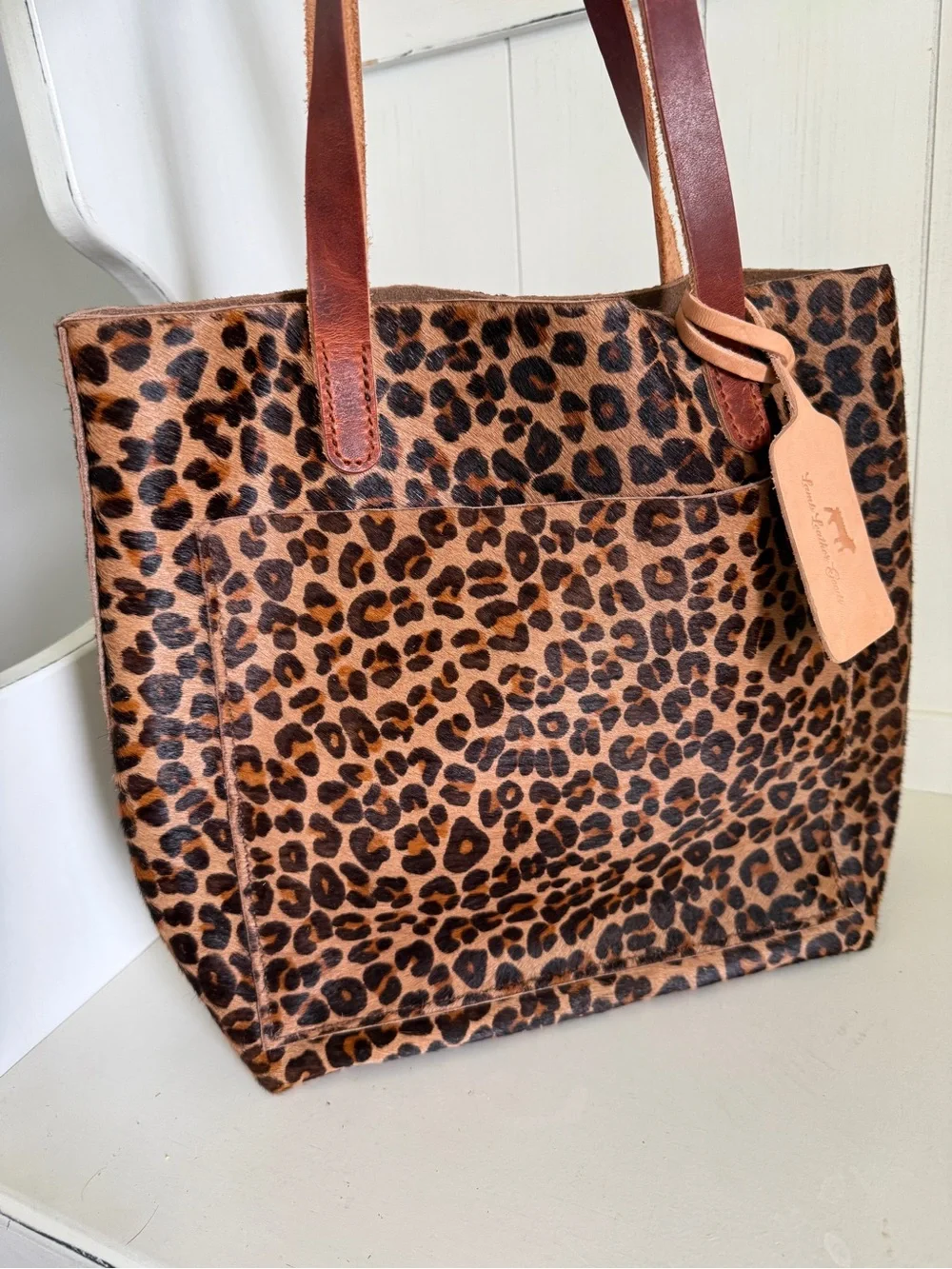 Lamb Leather Goods NEW Leopard Print Hair on Hide Tote with Horween Leather