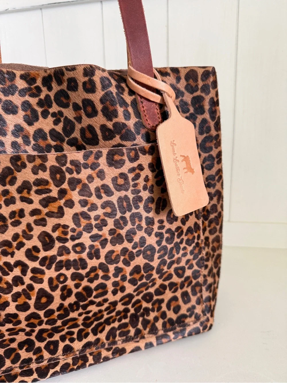 Lamb Leather Goods NEW Leopard Print Hair on Hide Tote with Horween Leather