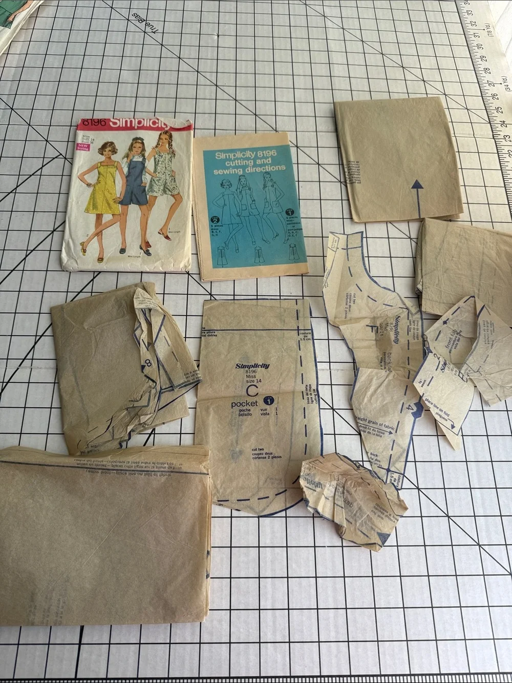 Lot of 3 Vintage Simplicity Sewing Patterns 8196 8694 8844 Complete Cut 1969-70