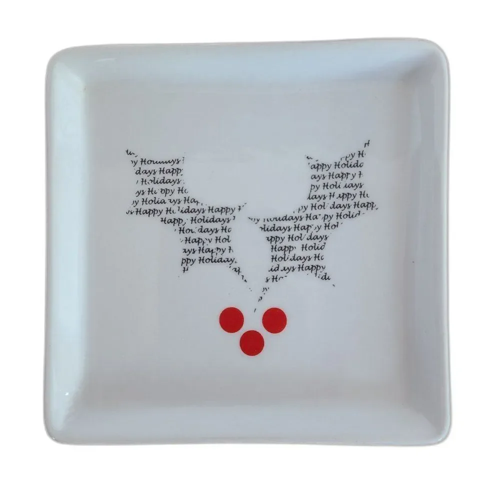 Bia Christmas Motif Holly Leaves and Berries Mini Plate Platter Dish