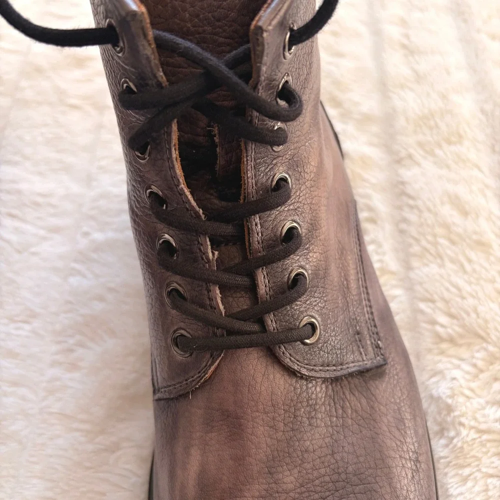 Magnanni Ankle Boots Men's EU 39 Leather Lace Up Gray Burnished Made in Spain