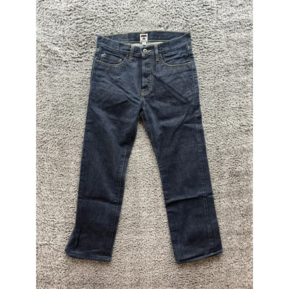 Tellason Mid Rise Slim Straight Selvedge Cotton Jeans‎ Black Mens Size 29
