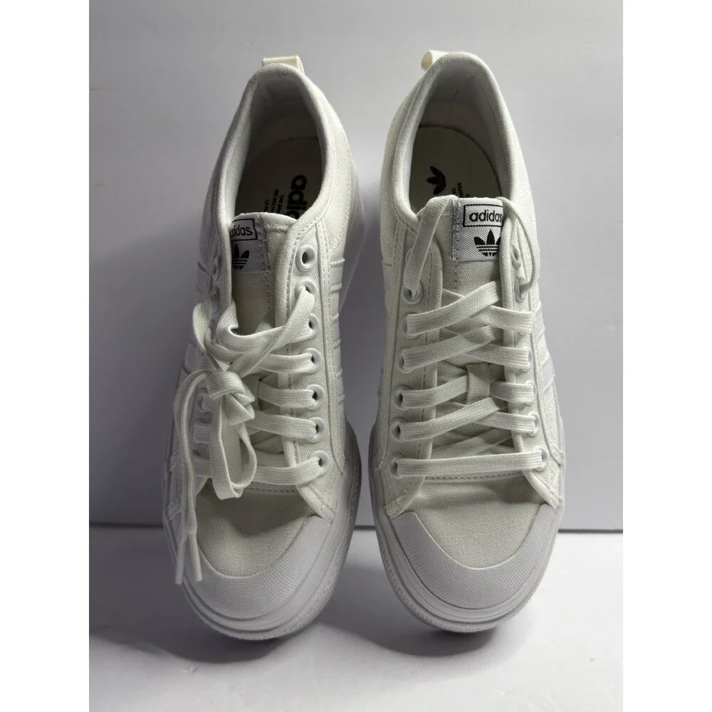 NEW Adidas Nizza Platform Women 8 Triple White - FV5322  Damaged Box