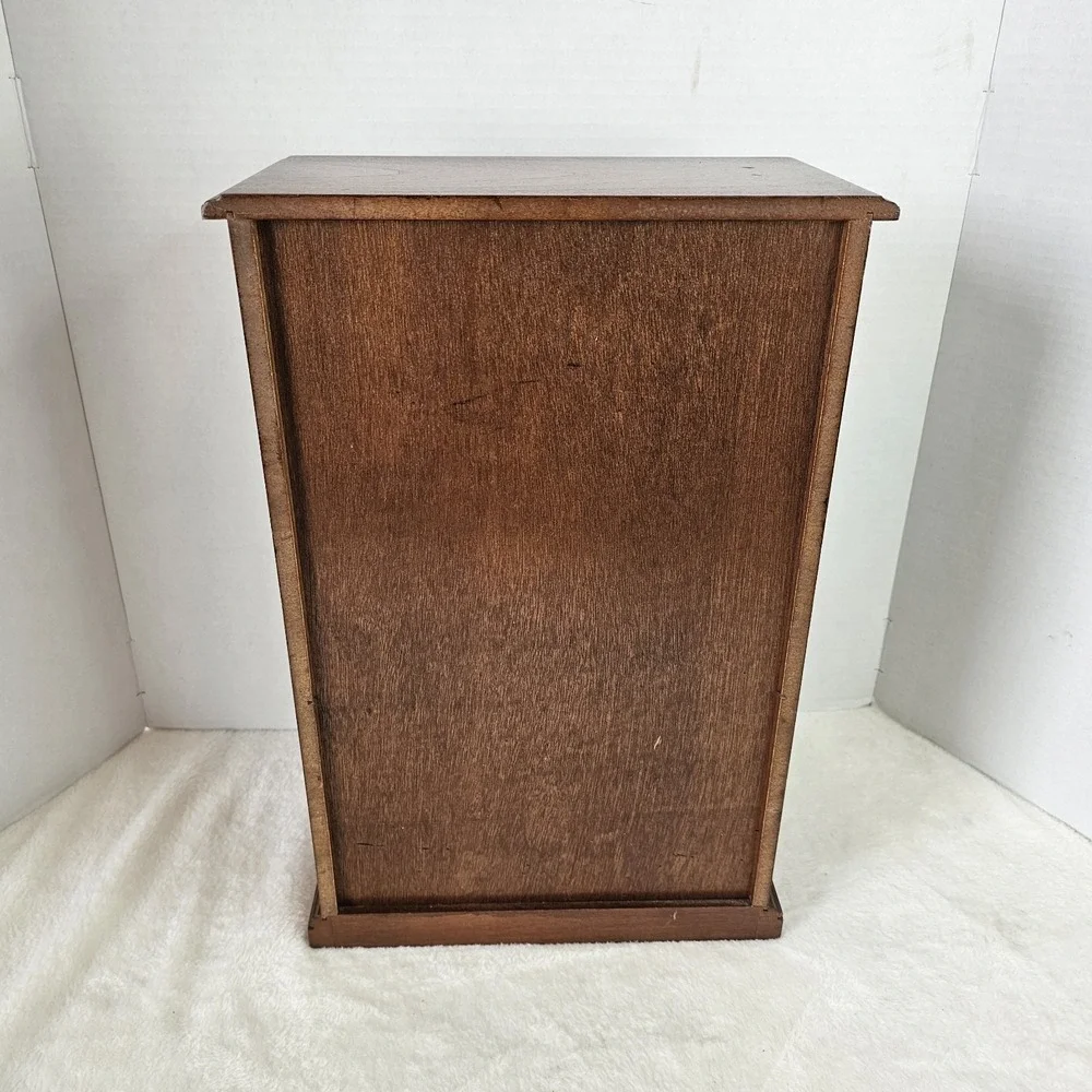 Vintage Wooden Curio Cabinet Jewelry Box With Glass Door 18x12x6.5