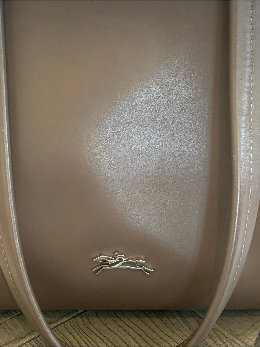 Longchamp Paris Leather Zip Tote Medium Taupe (015) Bag w/ Dust Bag EUC