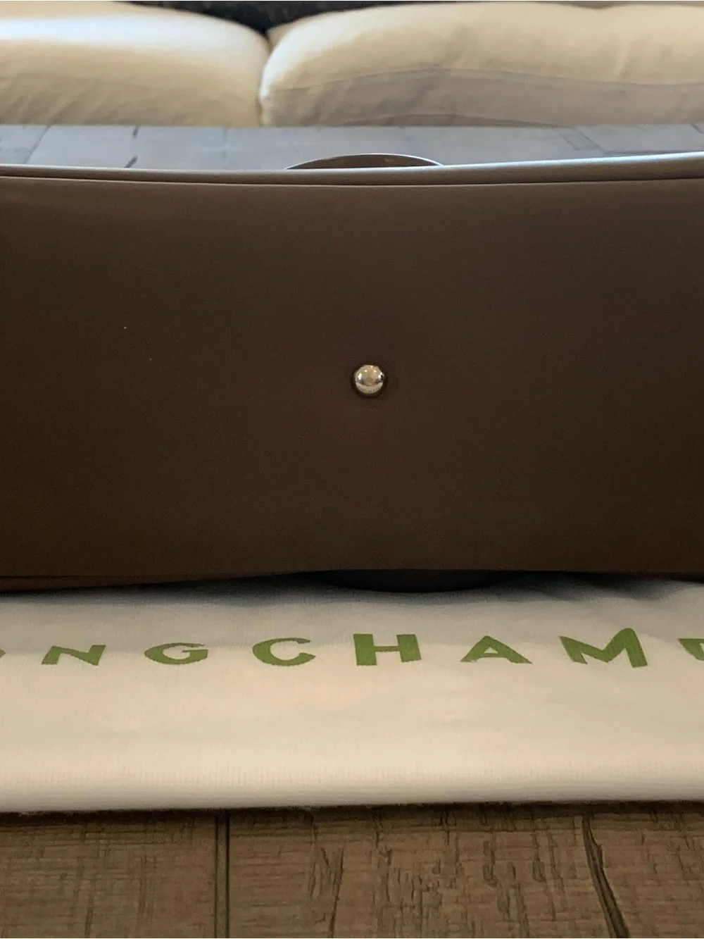 Longchamp Paris Leather Zip Tote Medium Taupe (015) Bag w/ Dust Bag EUC