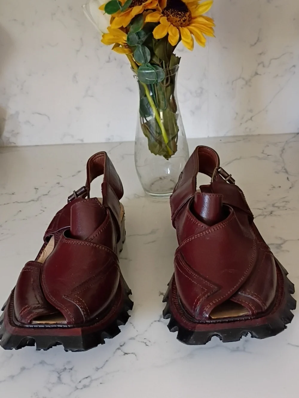 leather sandals classic brown