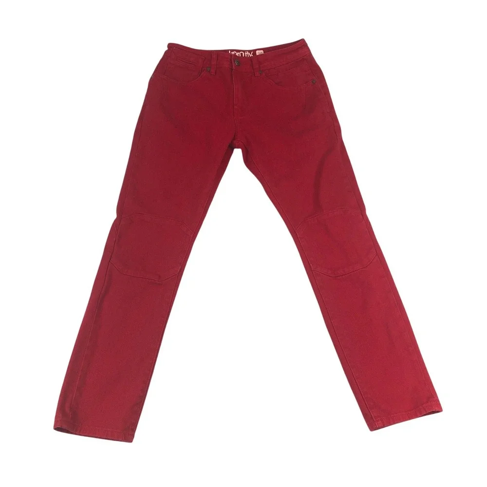 Born Fly Mens Red Denim Straight Leg Paneled Urban Streetwear Jeans Size 30x27