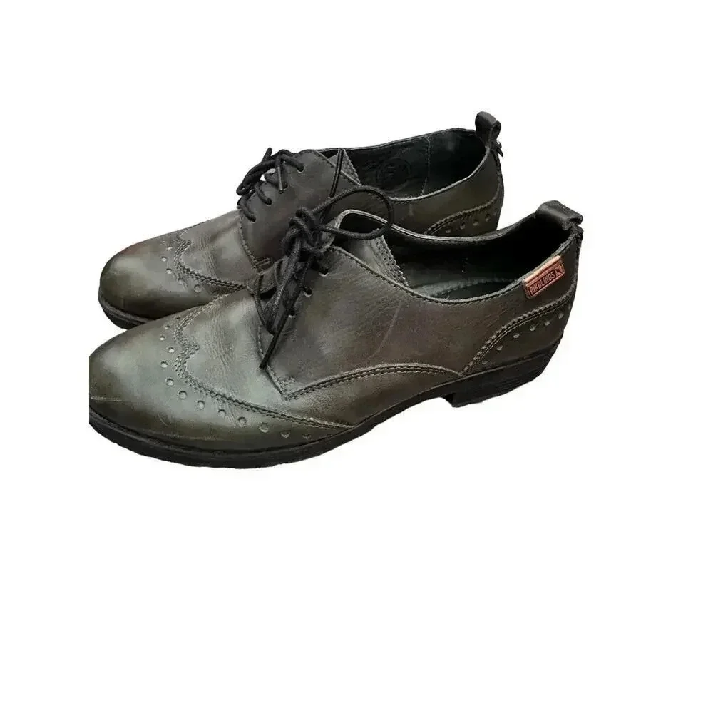 Pikolinos Black Leather Lace Up Formal Dress Oxford Shoes Size 38 (US 7.5)