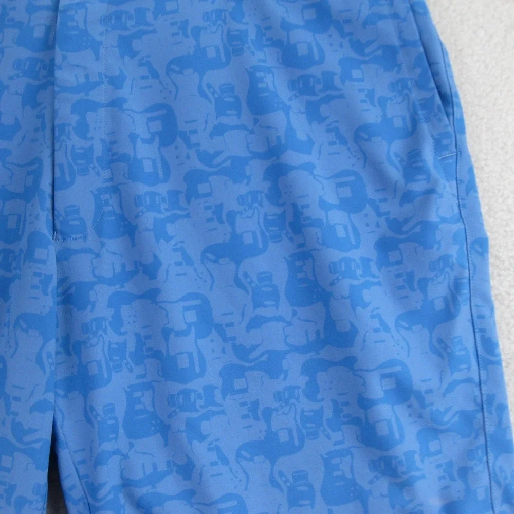 Peter Millar Guitar Print Performance Golf Shorts Mens 38 Blue Preppy Luxury‎